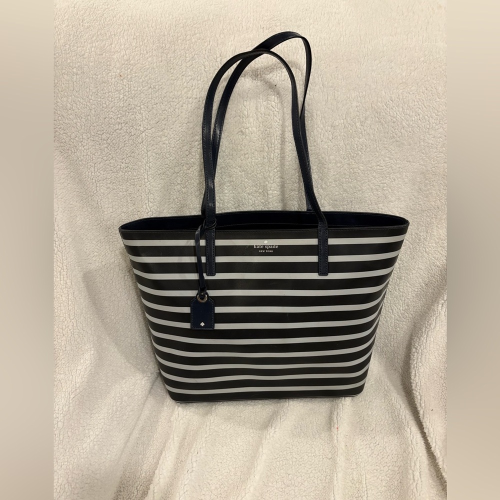 Striped Navy and White Tote Bag